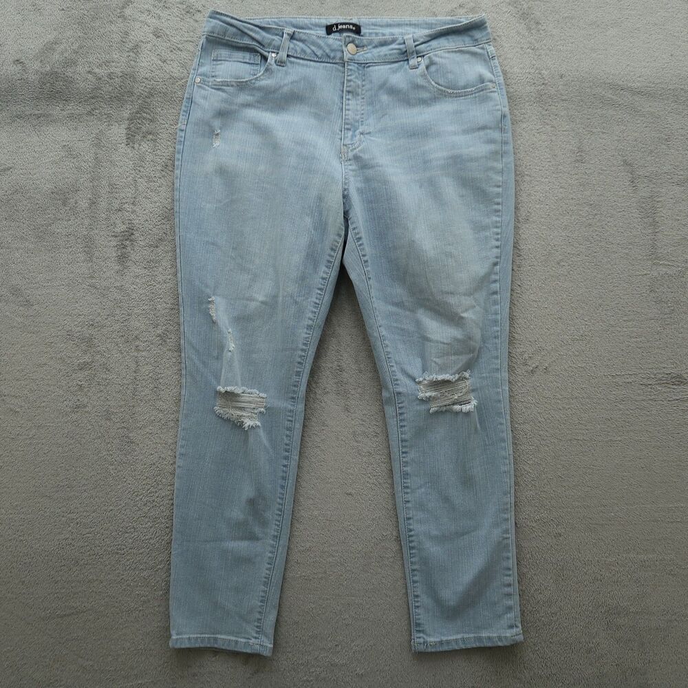 D. Jeans Women's Size 14 Blue High-Rise Skinny Denim Pants 26" Inseam Distressed